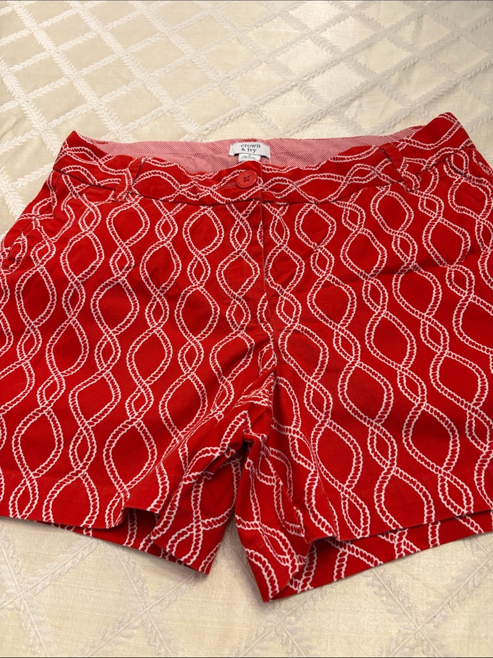 Crown & Ivy Red Patterned Women’s Shorts